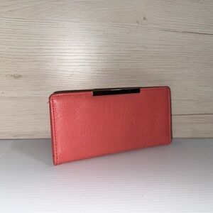Chic Coral Pink Wallet – Slim Bifold with Card Slots & ID Window